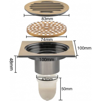 Душевой трап (сухой затвор) GAPPO G81001-4 Душевой трап (сухой затвор) GAPPO G81001-4
