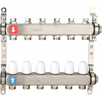 Коллектор регулируемый GAPPO G428.6 с запорными клапанами Коллектор регулируемый GAPPO G428.6 с запорными клапанами