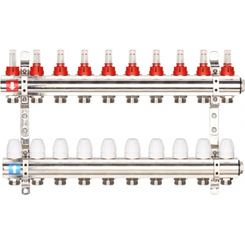 Коллектор регулируемый с расходомерами GAPPO G423.10 10-вых. x1"x3/4" Коллектор регулируемый с расходомерами GAPPO G423.10 10-вых. x1"x3/4"