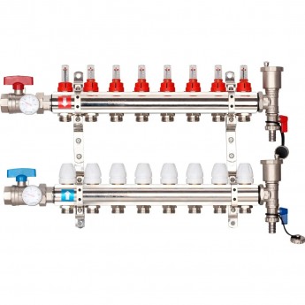 Коллектор регулируемый с расходомерами GAPPO G421.11 11-вых. x1"x3/4" Коллектор регулируемый с расходомерами GAPPO G421.11 11-вых. x1"x3/4"