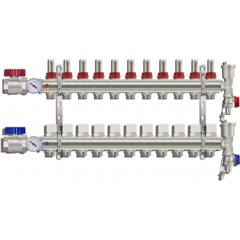 Коллектор регулируемый с расходомерами GAPPO G422.11 11-вых. x1"x3/4" Коллектор регулируемый с расходомерами GAPPO G422.11 11-вых. x1"x3/4"