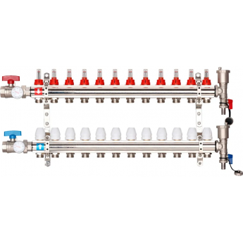 Коллектор регулируемый с расходомерами GAPPO G421.12 12-вых. x1"x3/4" Коллектор регулируемый с расходомерами GAPPO G421.12 12-вых. x1"x3/4"
