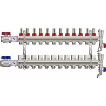 Коллектор регулируемый с расходомерами GAPPO G422.12 12-вых. x1"x3/4" Коллектор регулируемый с расходомерами GAPPO G422.12 12-вых. x1"x3/4"