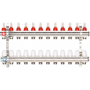 Коллектор регулируемый с расходомерами GAPPO G423.12 12-вых. x1"x3/4" Коллектор регулируемый с расходомерами GAPPO G423.12 12-вых. x1"x3/4"