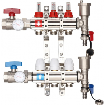 Коллектор регулируемый с расходомерами GAPPO G421.3 3-вых. x1"x3/4" Коллектор регулируемый с расходомерами GAPPO G421.3 3-вых. x1"x3/4"