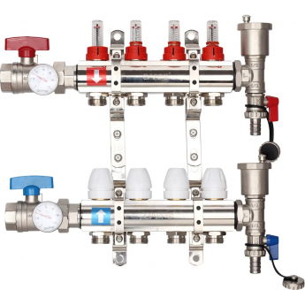 Коллектор регулируемый с расходомерами GAPPO G421.4 4-вых. x1"x3/4" Коллектор регулируемый с расходомерами GAPPO G421.4 4-вых. x1"x3/4"
