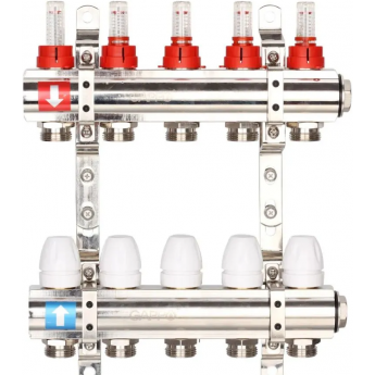 Коллектор регулируемый с расходомерами GAPPO G423.6 6-вых. x1"x3/4"