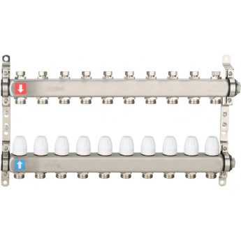 Коллектор регулируемый с запорными клапанами GAPPO G428.10 10-вых.x1"x3/4" Коллектор регулируемый с запорными клапанами GAPPO G428.10 10-вых.x1"x3/4"