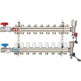 Коллектор регулируемый с запорными клапанами GAPPO G425.11 11-вых.x1"x3/4" Коллектор регулируемый с запорными клапанами GAPPO G425.11 11-вых.x1"x3/4"