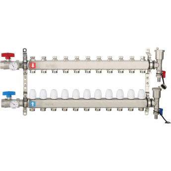 Коллектор регулируемый с запорными клапанами GAPPO G426.11 11-вых.x1"x3/4" Коллектор регулируемый с запорными клапанами GAPPO G426.11 11-вых.x1"x3/4"