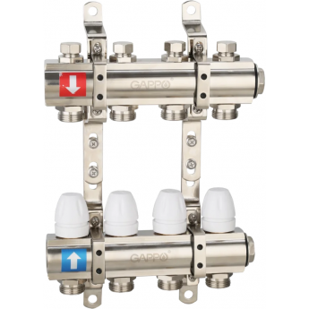 Коллектор регулируемый с запорными клапанами GAPPO G427.12 12-вых.x1"x3/4" Коллектор регулируемый с запорными клапанами GAPPO G427.12 12-вых.x1"x3/4"