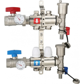 Коллектор регулируемый с запорными клапанами GAPPO G426.2 2-вых.x1"x3/4" Коллектор регулируемый с запорными клапанами GAPPO G426.2 2-вых.x1"x3/4"
