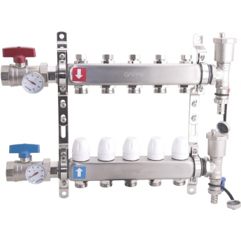 Коллектор регулируемый с запорными клапанами GAPPO G426.5 2-вых.x1"x3/4" Коллектор регулируемый с запорными клапанами GAPPO G426.5 2-вых.x1"x3/4"