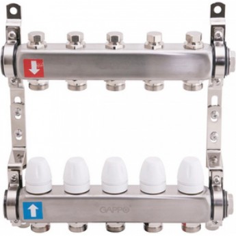 Коллектор регулируемый с запорными клапанами GAPPO G428.7 7-вых.x1"x3/4" Коллектор регулируемый с запорными клапанами GAPPO G428.7 7-вых.x1"x3/4"