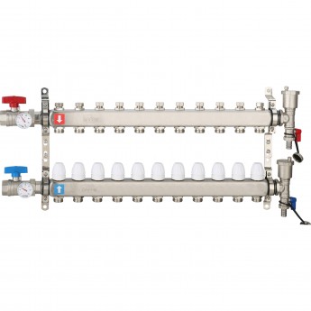 Коллектор регулируемый с запорными клапанами GAPPO G426.9 9-вых.x1"x3/4" Коллектор регулируемый с запорными клапанами GAPPO G426.9 9-вых.x1"x3/4"