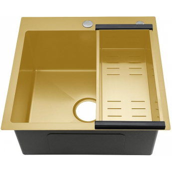 Мойка для кухни с коландером из нержавеющей стали GAPPO GS5050-3 сатин золотой