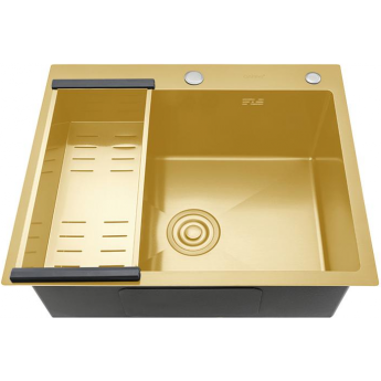 Мойка для кухни с коландером из нержавеющей стали GAPPOGS6050-3 сатин золотой